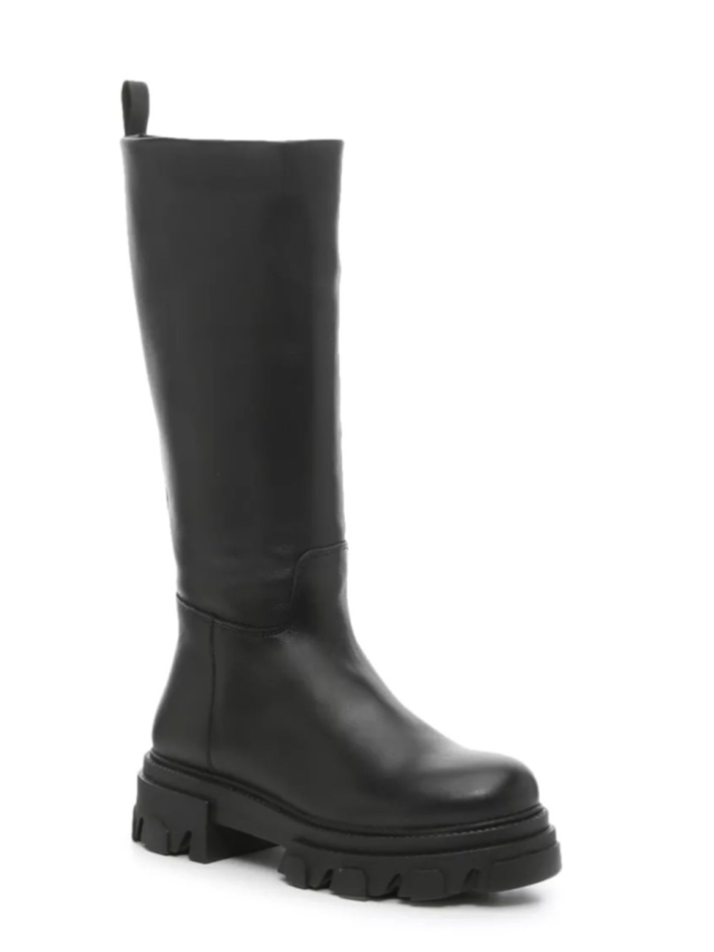 Black Tall Monolith PU Leather Boots Size 40 (fits 39)